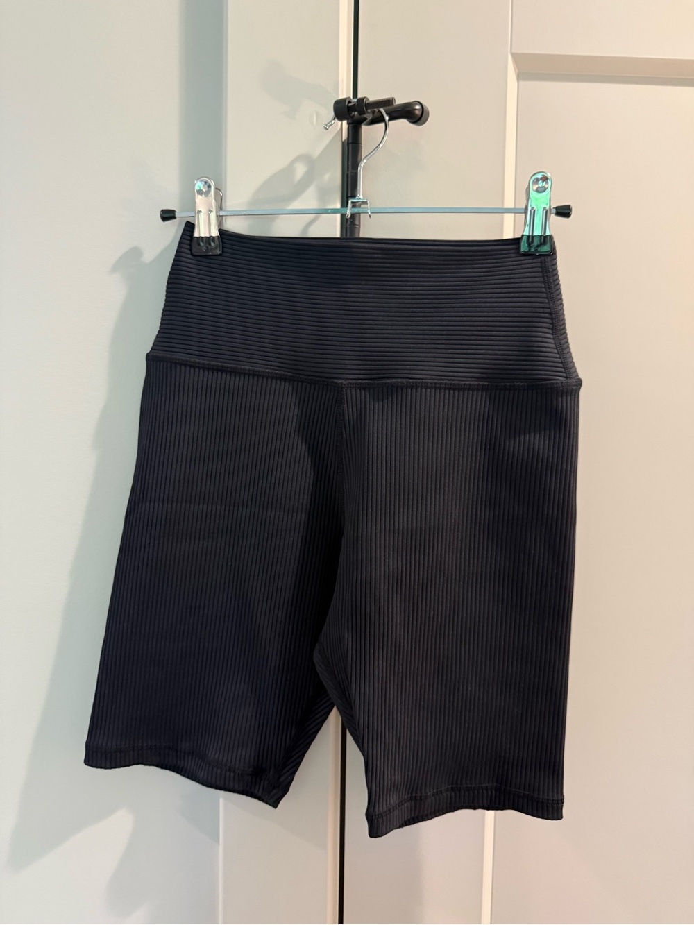 Glyder Ribbed High-Waist Black Bike Shorts